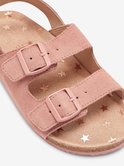 Pink Suede Standard Fit (F) Double Buckle Corkbed Sandals - Image 4 of 4