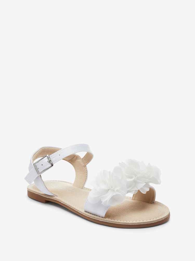Elfenbeinweiß - Sandalen mit Blumenverzierung, besondere Anlässe - Bild 2 von 4