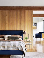 Swoon Opulent Velvet Navy Blue Klee Upholstered End Lift Ottoman Storage Bed Frame - Image 1 of 5