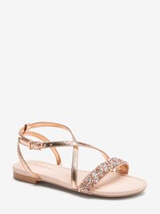 Rose Gold Pink Crystal Occasion Sandals - Image 2 of 4