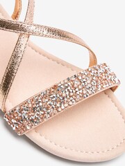 Rose Gold Pink Crystal Occasion Sandals - Image 4 of 4