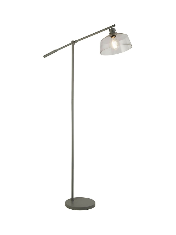 Searchlight Grey Harper Clear Glass Task Floor Lamp - Image 1 of 3