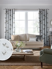 Laura Ashley Grey Animalia Embroidered Made To Measure Curtains - Image 1 of 9