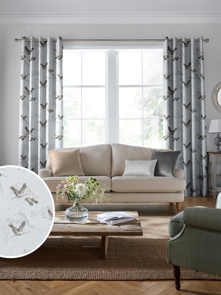 Laura Ashley Grey Animalia Embroidered Made To Measure Curtains - Image 1 of 9
