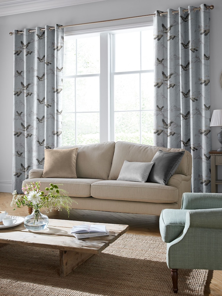 Laura Ashley Grey Animalia Embroidered Made To Measure Curtains - Image 2 of 9
