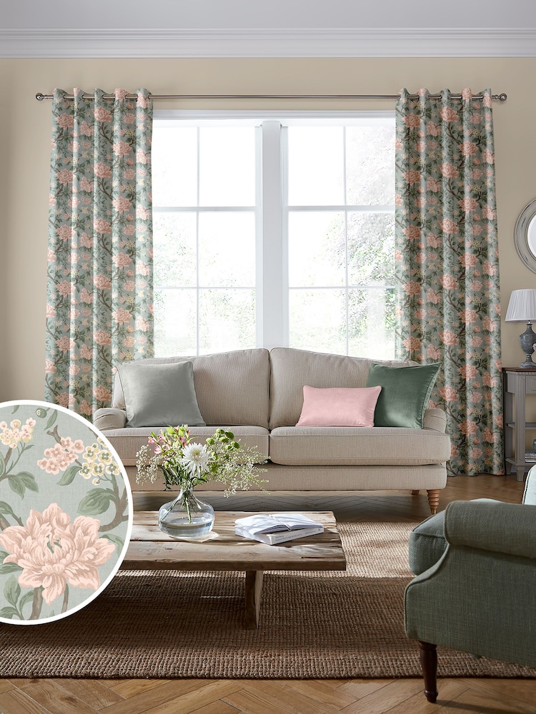 Laura Ashley Pink Tapestry Floral Chenille Made To Measure Curtains - Image 1 of 9