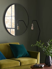 Black Large Round 89x89cm Wall Mirror - Image 1 of 4