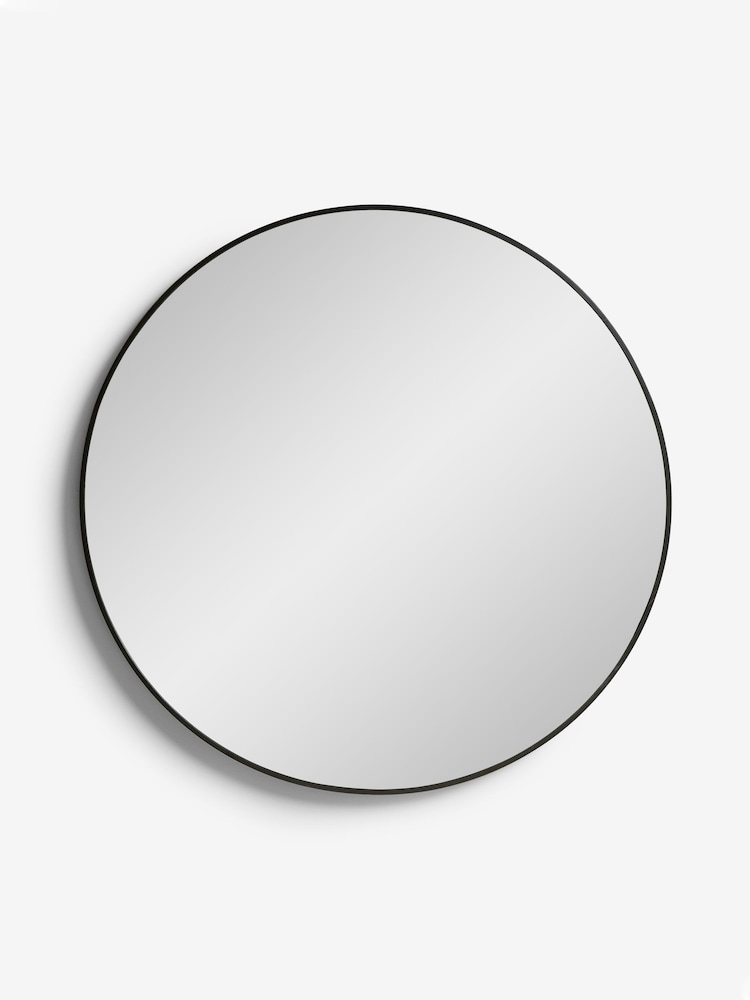 Black Large Round 89x89cm Wall Mirror - Image 4 of 4