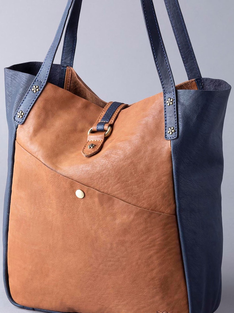 Lakeland Leather Navy/Cognac Hartsop Leather Tote Bag - Image 2 of 7