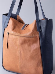 Lakeland Leather Navy/Cognac Hartsop Leather Tote Bag - Image 3 of 7