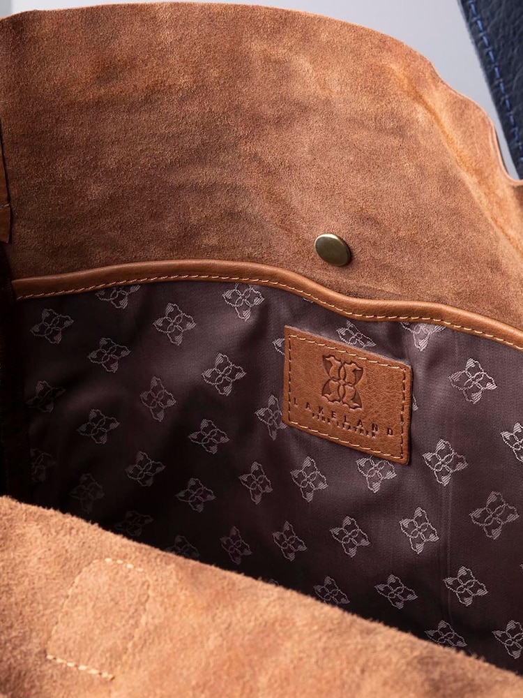 Lakeland Leather Navy/Cognac Hartsop Leather Tote Bag - Image 7 of 7