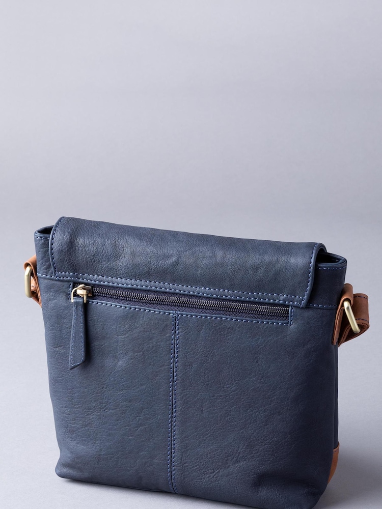 Lakeland Leather Navy Blue Hartsop Flapover Cross-Body Bag - Image 3 of 6
