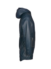 Lakeland Leather Navy Blue Ambleside Hooded Leather Coat - Image 10 of 10