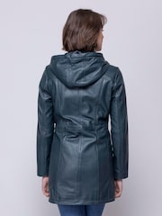 Lakeland Leather Navy Blue Ambleside Hooded Leather Coat - Image 2 of 10