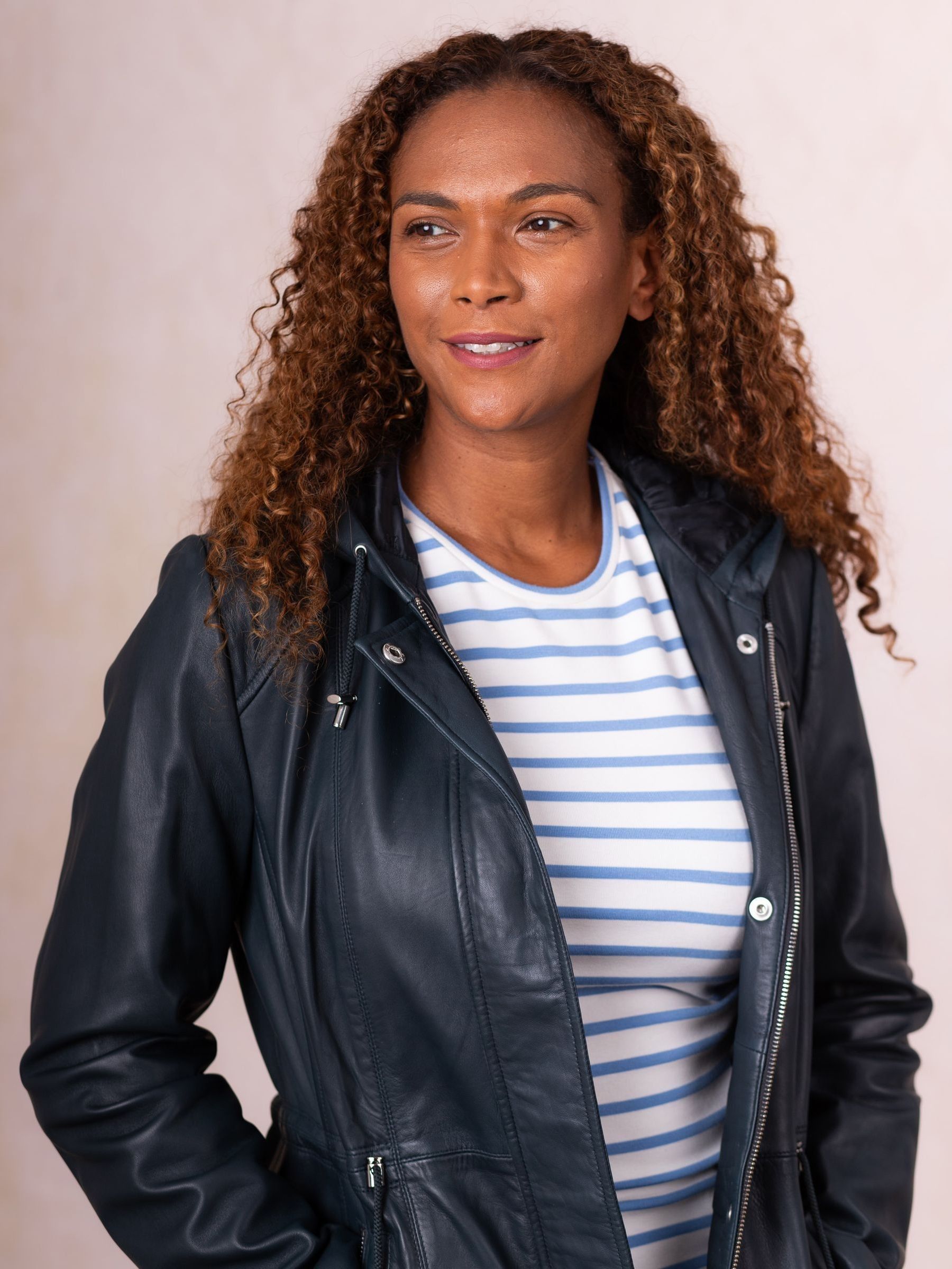 Buy Lakeland Leather Navy Blue Ambleside Hooded Leather Coat from