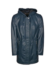 Lakeland Leather Navy Blue Ambleside Hooded Leather Coat - Image 8 of 10