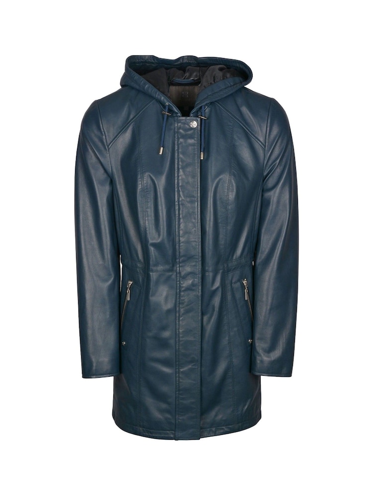 Lakeland Leather Navy Blue Ambleside Hooded Leather Coat - Image 8 of 10