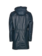 Lakeland Leather Navy Blue Ambleside Hooded Leather Coat - Image 9 of 10