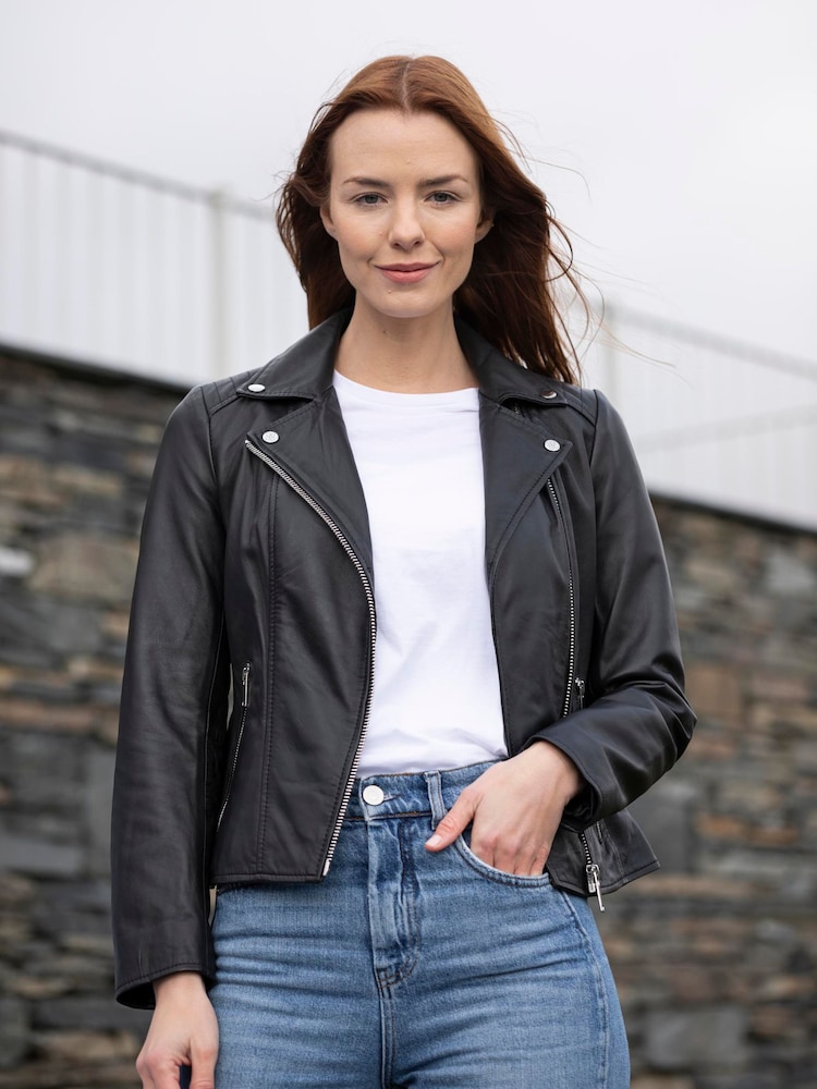 Lakeland Leather Black Thirlmere Leather Biker Jacket - Image 2 of 9