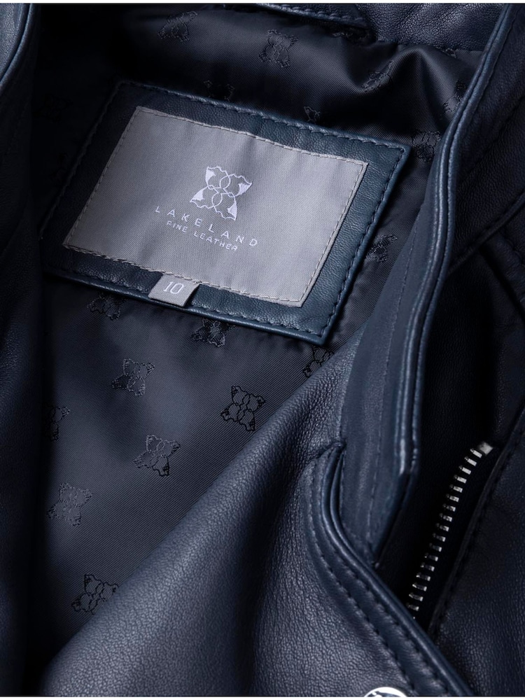 Lakeland Leather Navy Toni Leather Biker Jacket - Image 15 of 15 Lakeland Leather Navy Toni Leather Biker Jacket - Image 15 of 15