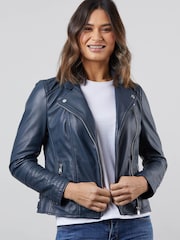 Lakeland Leather Navy Toni Leather Biker Jacket - Image 4 of 15