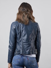 Lakeland Leather Navy Toni Leather Biker Jacket - Image 5 of 15