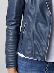 Lakeland Leather Navy Toni Leather Biker Jacket - Image 6 of 15