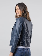 Lakeland Leather Navy Toni Leather Biker Jacket - Image 8 of 15