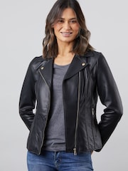 Lakeland Leather Black Kylee Classic Leather Biker Jacket - Image 5 of 10