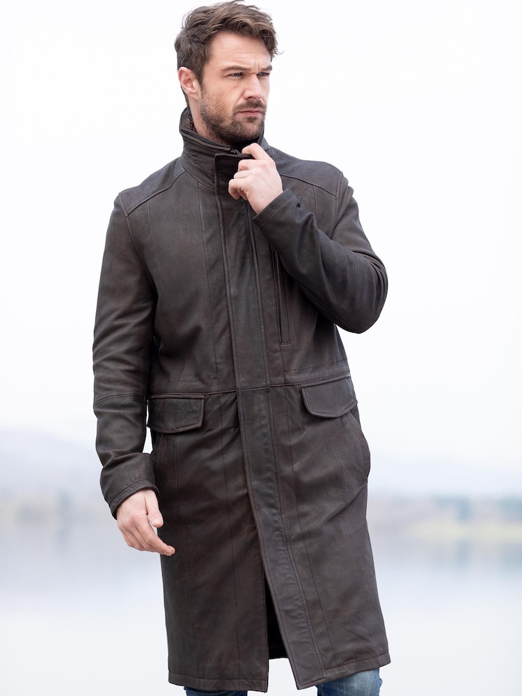 Lakeland Leather Brown Kirkland Long Leather Coat - Image 1 of 4