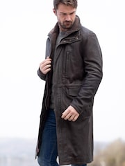 Lakeland Leather Brown Kirkland Long Leather Coat - Image 3 of 4