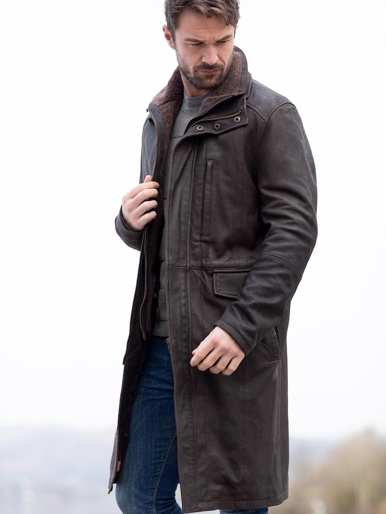 Lakeland Leather Brown Kirkland Long Leather Coat - Image 3 of 4