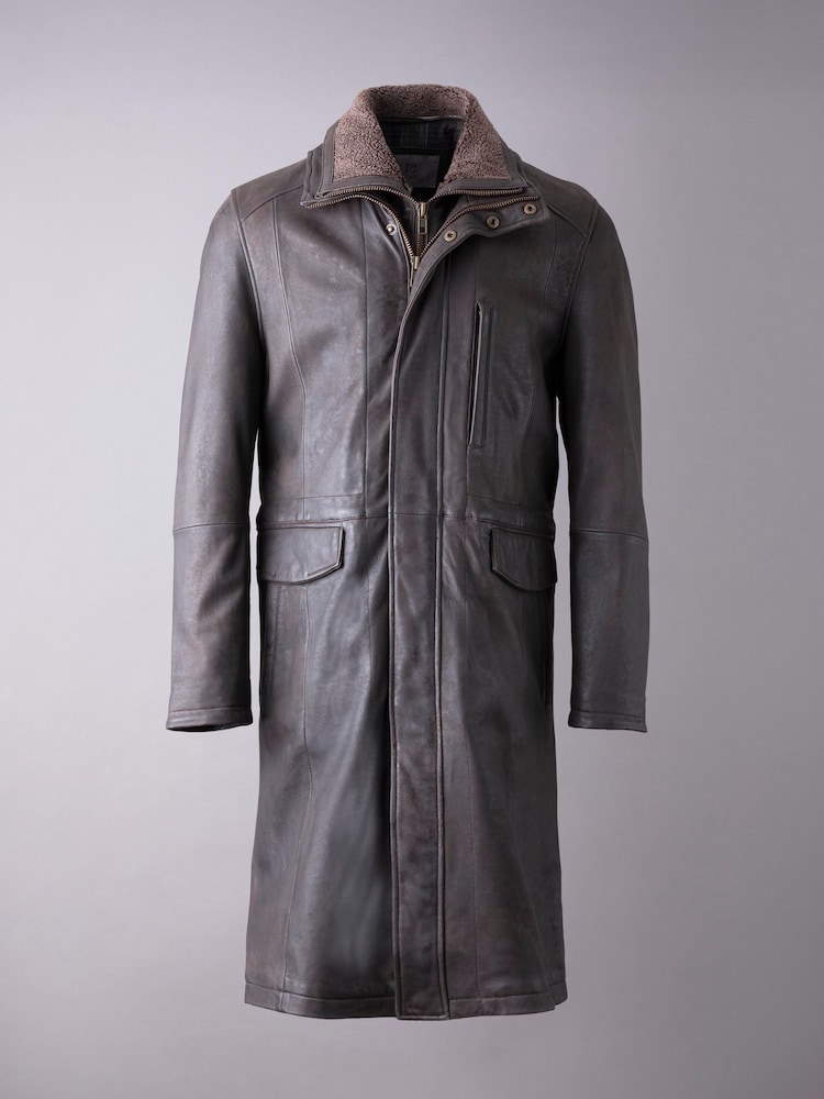 Lakeland Leather Brown Kirkland Long Leather Coat - Image 4 of 4