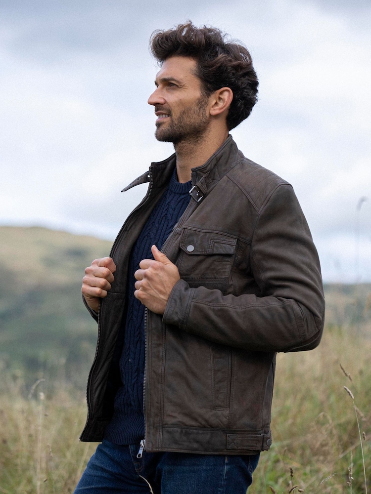 Lakeland Leather Brown Wansfell Leather Biker Jacket - Image 1 of 16