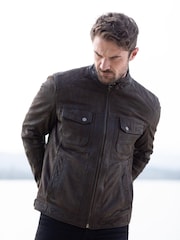 Lakeland Leather Brown Wansfell Leather Biker Jacket - Image 5 of 16