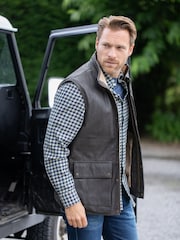 Lakeland Clothing Giles Leather Dark Brown Gilet - Image 2 of 7