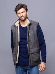 Lakeland Clothing Giles Leather Dark Brown Gilet - Image 4 of 7
