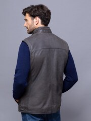 Lakeland Clothing Giles Leather Dark Brown Gilet - Image 5 of 7