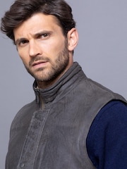 Lakeland Clothing Giles Leather Dark Brown Gilet - Image 6 of 7
