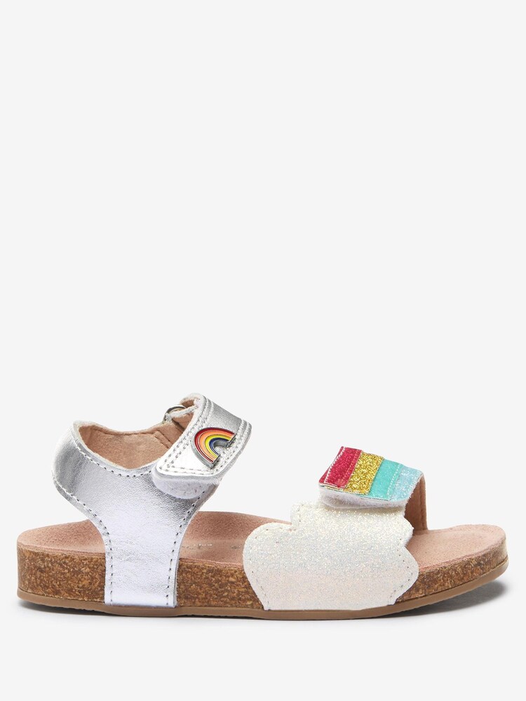 Silver Rainbow Leather Standard Fit (F) Adjustable Strap Corkbed Sandals - Image 1 of 6