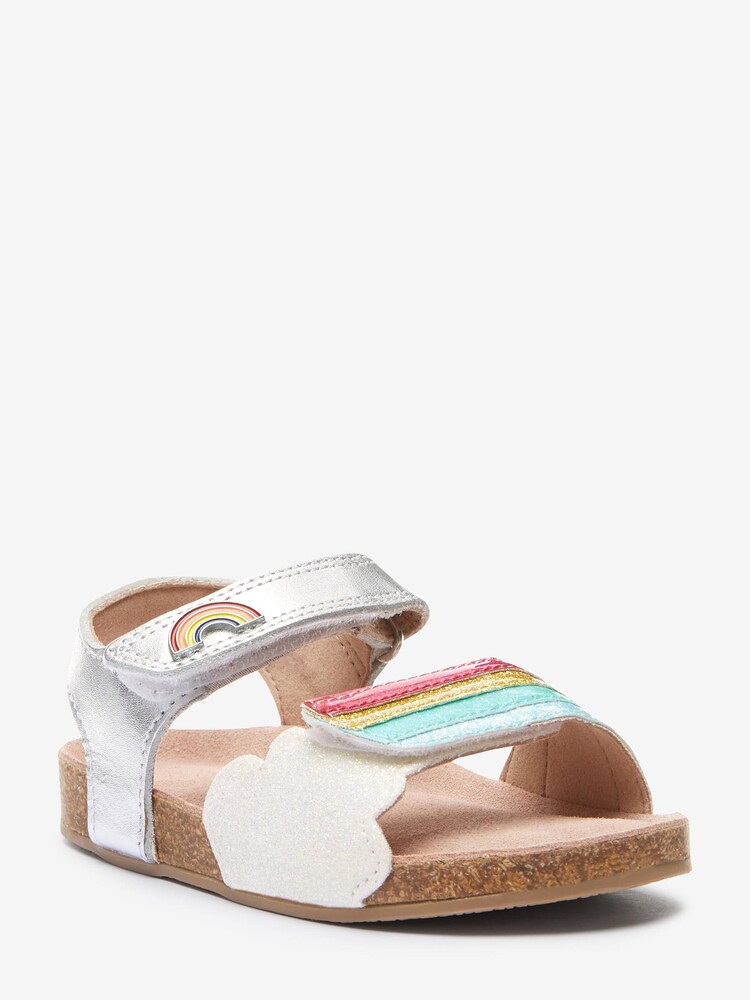 Silver Rainbow Leather Standard Fit (F) Adjustable Strap Corkbed Sandals - Image 2 of 6