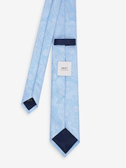 Light Blue Paisley Slim Pattern Tie And Tie Clip - Image 3 of 3