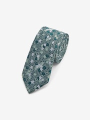 Green Ditsy Floral Slim Pattern Tie - Image 1 of 3