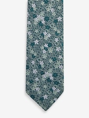 Green Ditsy Floral Slim Pattern Tie - Image 2 of 3