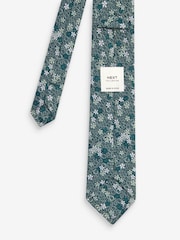 Green Ditsy Floral Slim Pattern Tie - Image 3 of 3