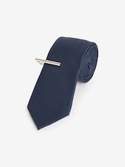 Navy Blue Twill Ties With Tie Clip 2 Pack - Image 3 of 7