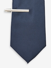 Navy Blue Twill Ties With Tie Clip 2 Pack - Image 4 of 7