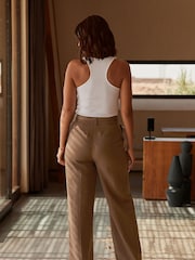 Brown Rochelle Premium Linen Wide Trousers - Image 2 of 6