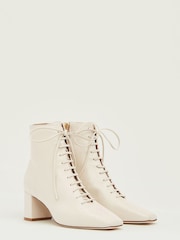 LK Bennett White Open Lace-Up Arabella Boots - Image 2 of 4
