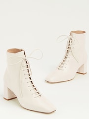 LK Bennett White Open Lace-Up Arabella Boots - Image 3 of 4